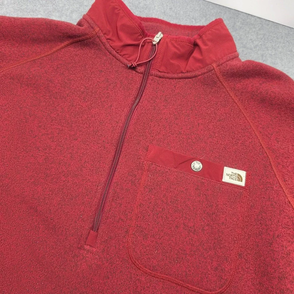 The North Face Mens Gordon Lyons 1/4 Zip Fleece Pullover Red Heather XL